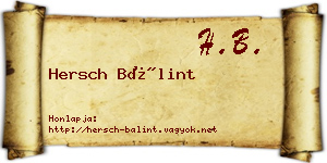 Hersch Bálint névjegykártya